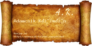 Adamcsik Kálmán névjegykártya